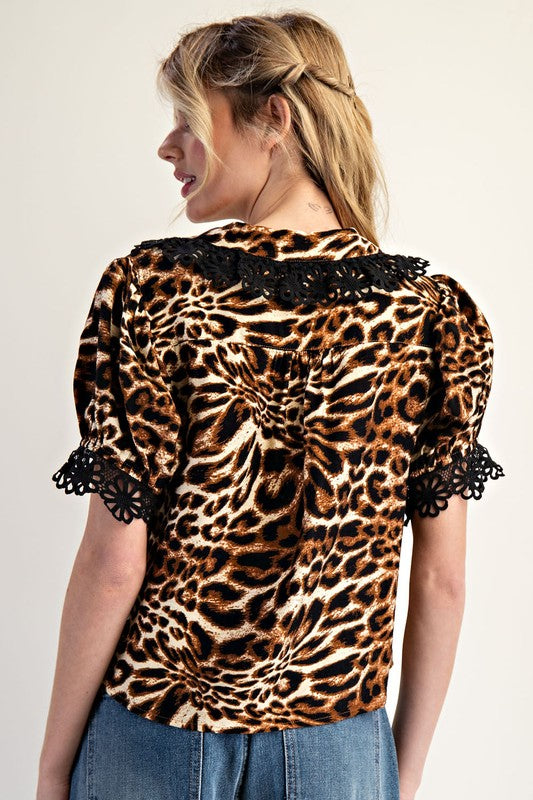 Laced Trim Blouse Top