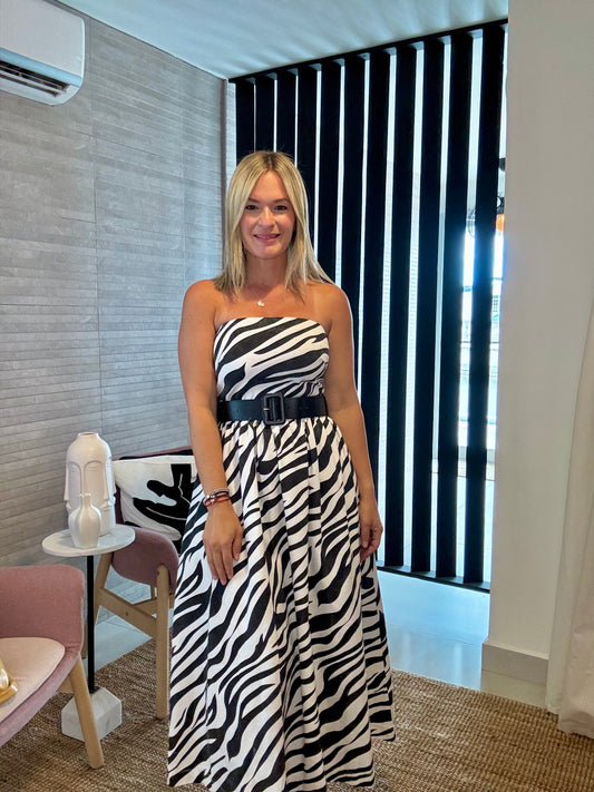 Strapless Black & White Dress