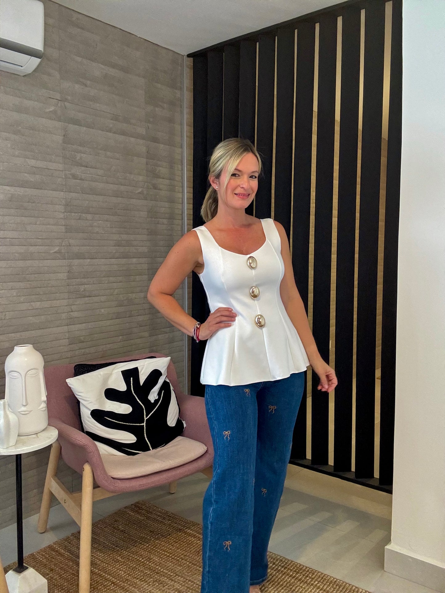 Big Button Girly Top