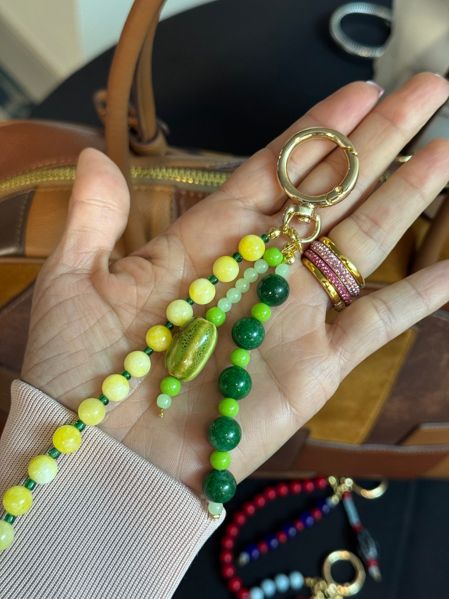 Handbag Key Holder / Multi Beads