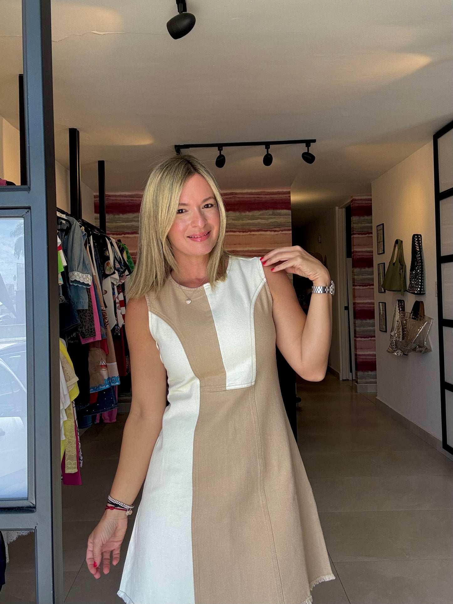 Color Block Denim Dress