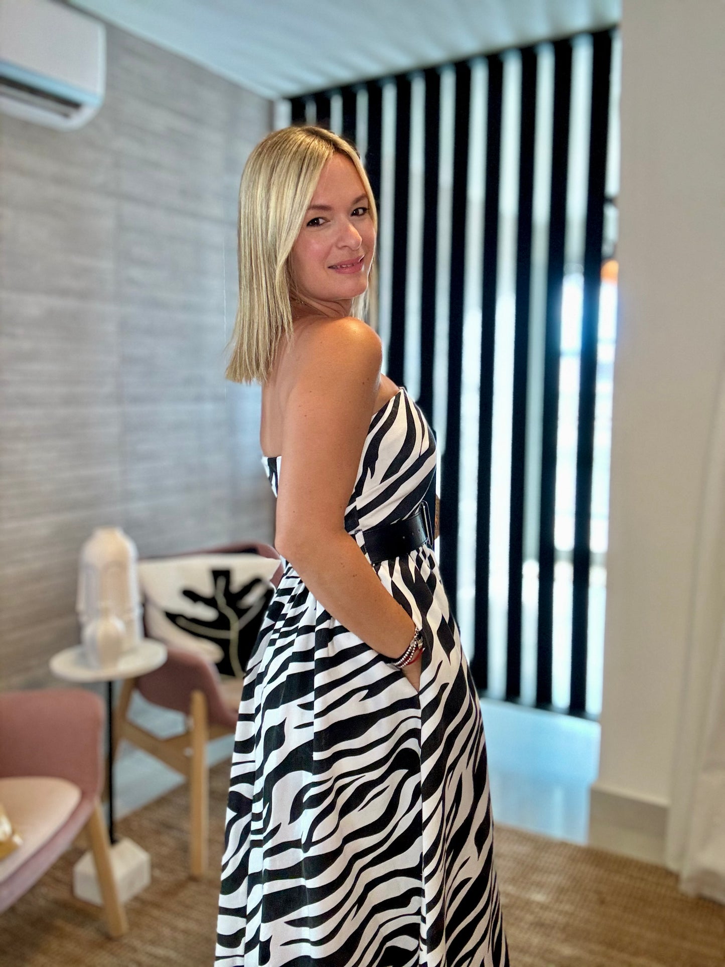 Strapless Black & White Dress