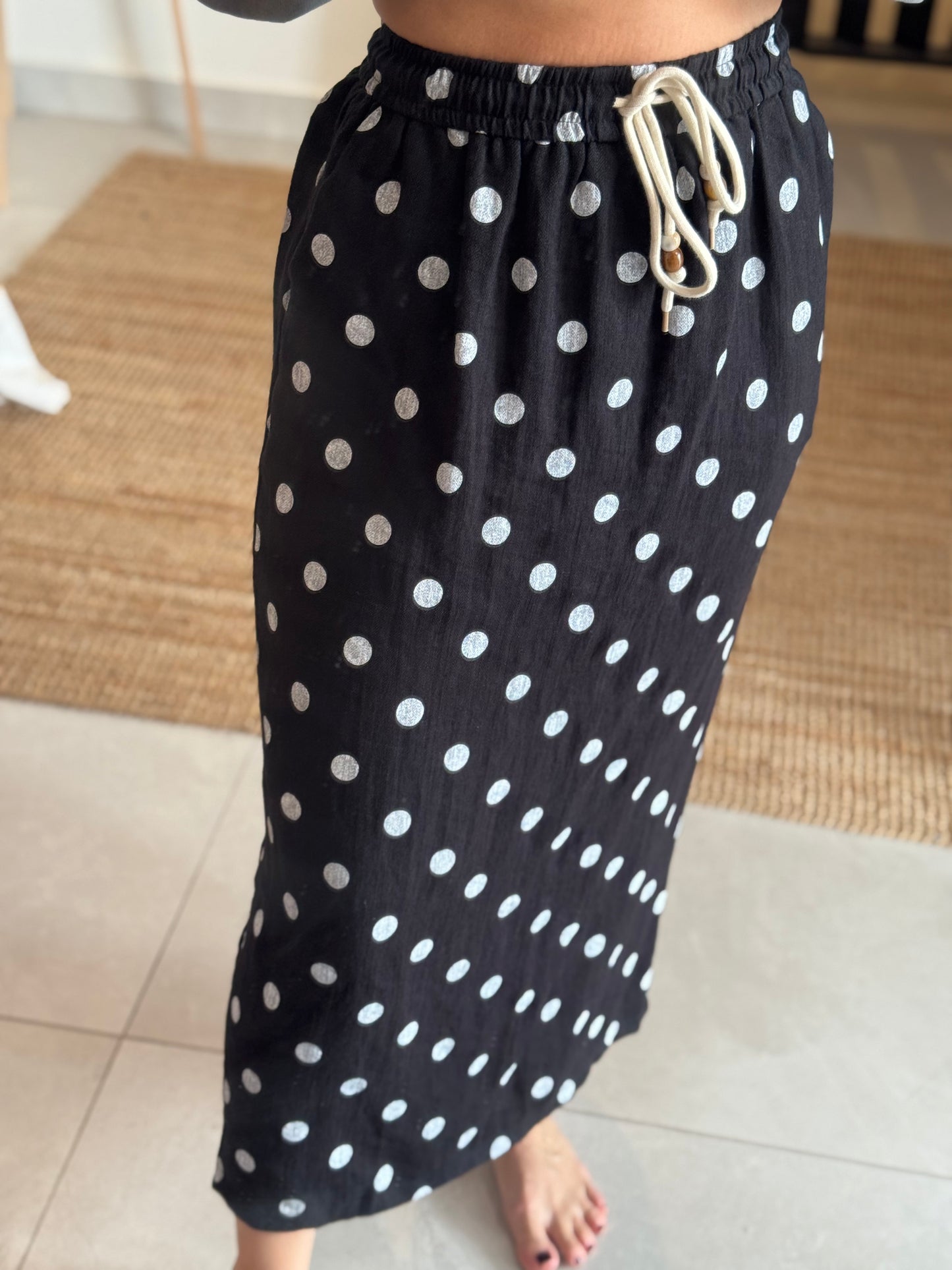 Polka Dot Drawstring Skirt