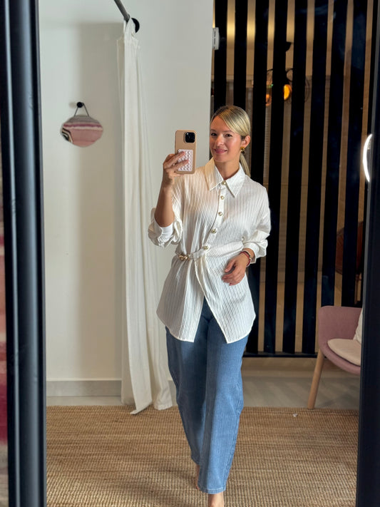 Textured Wrap Button Top