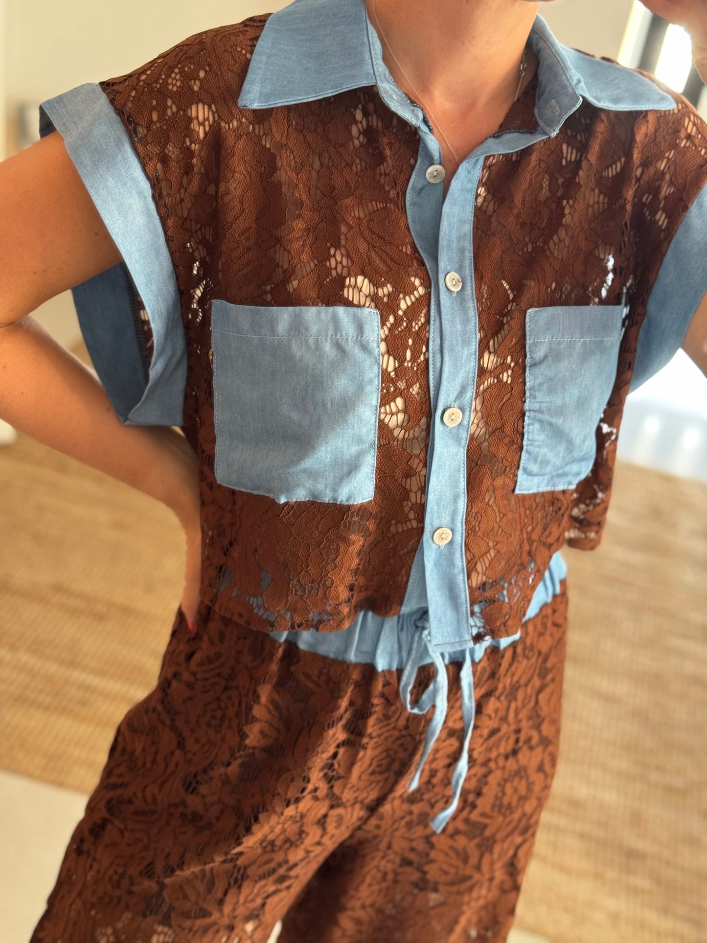 Italian Lace & Denim Set