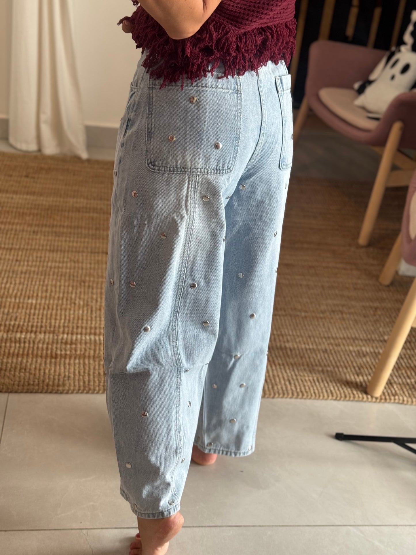 Studded Barrel Jean