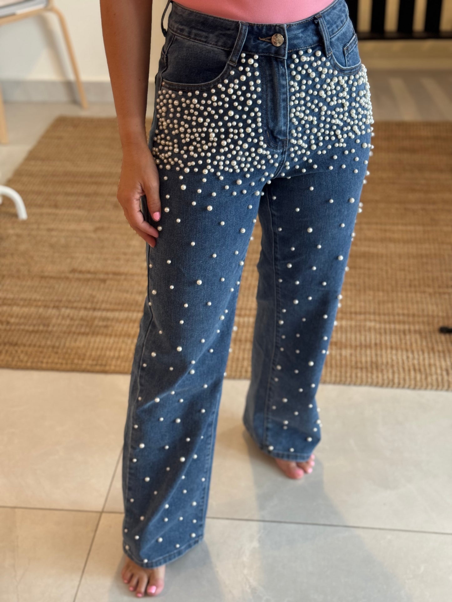 Front Pearl Denim Jean