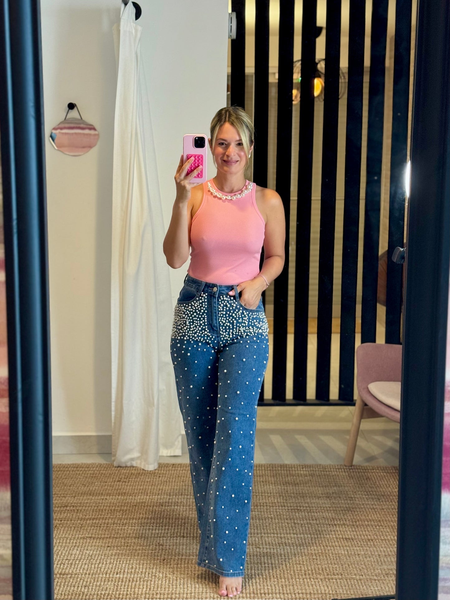 Front Pearl Denim Jean