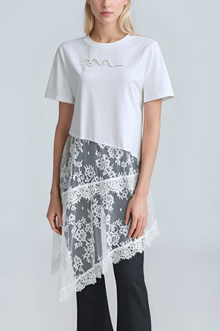 Asymmetric Lace T Shirt