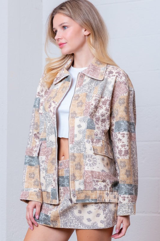 Printed Button Up Jacket