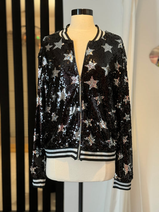 Stars Sequins Bomber Jacket