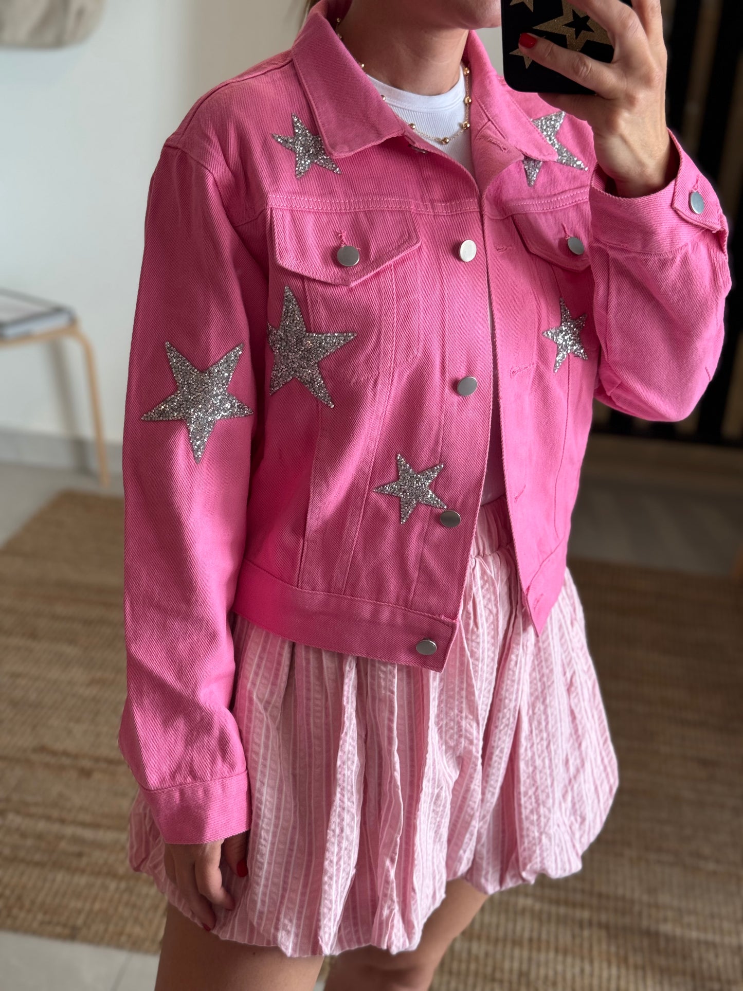 Rhinestones Star Denim Jacket