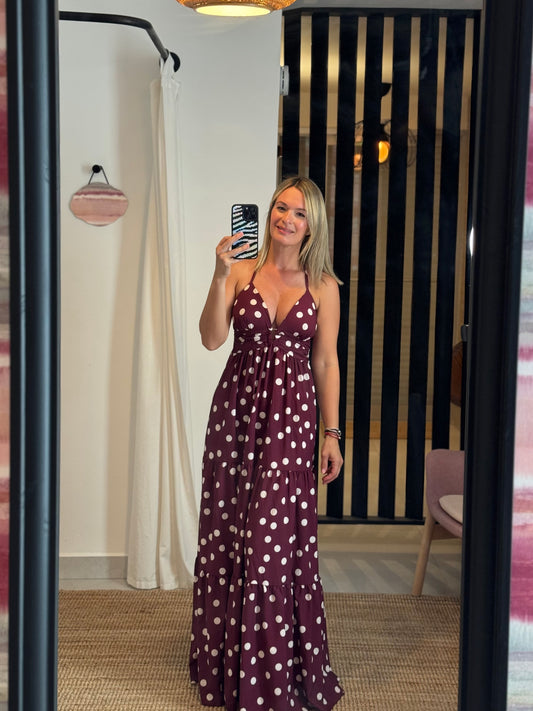 Wine Polka Dot Dress