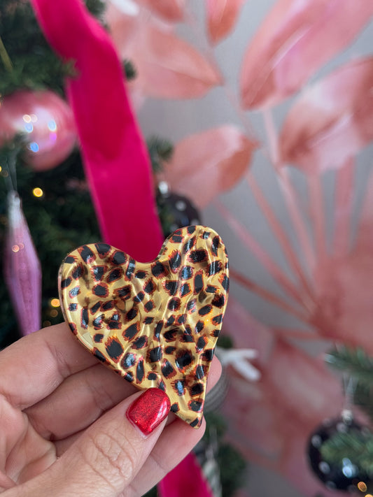 Leopard Heart Shape Brooch