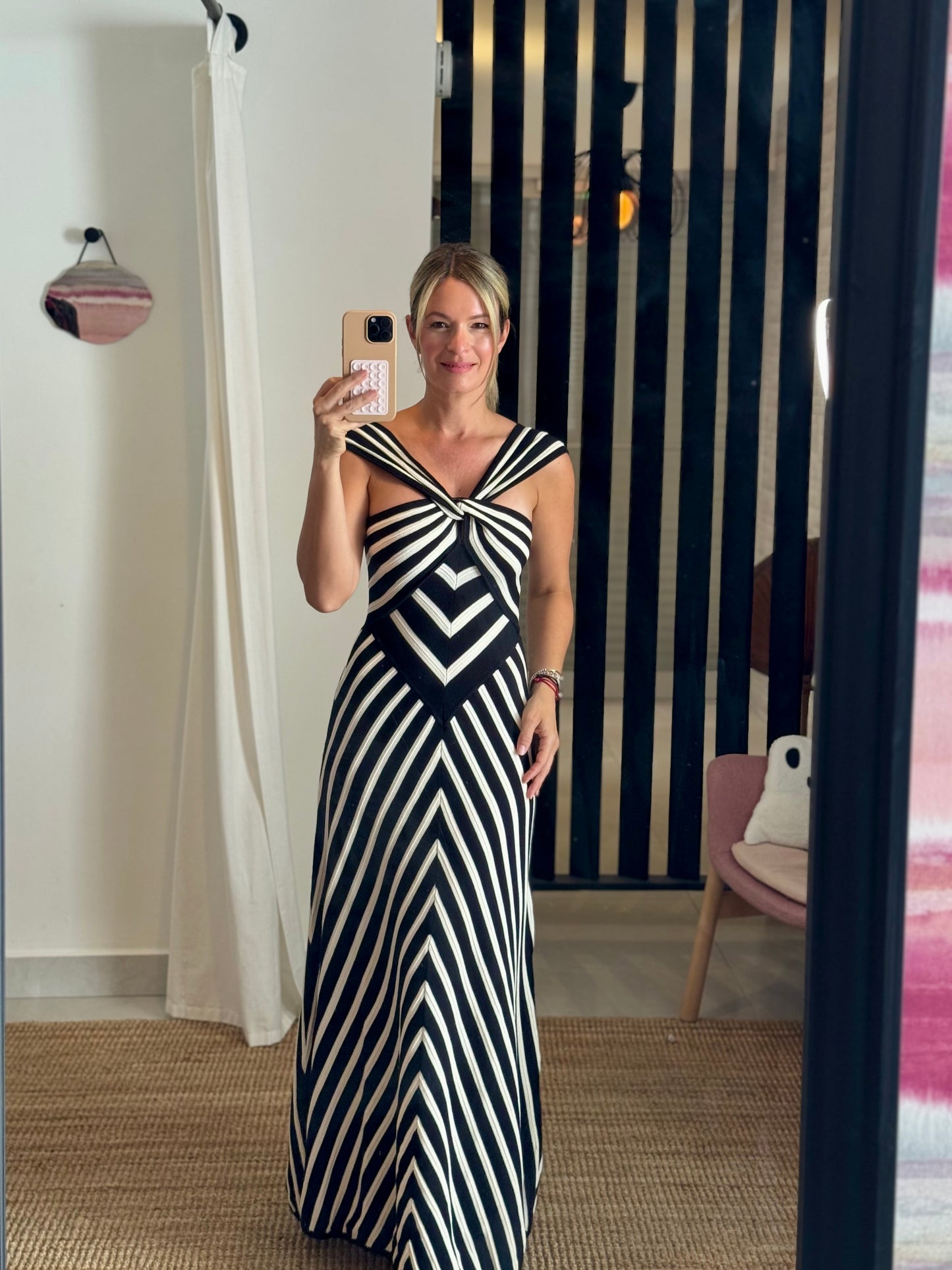 Striped Knit Midi Dress
