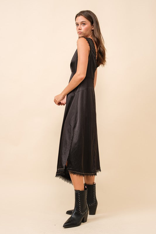 Asymmetrical Satin Midi Dress