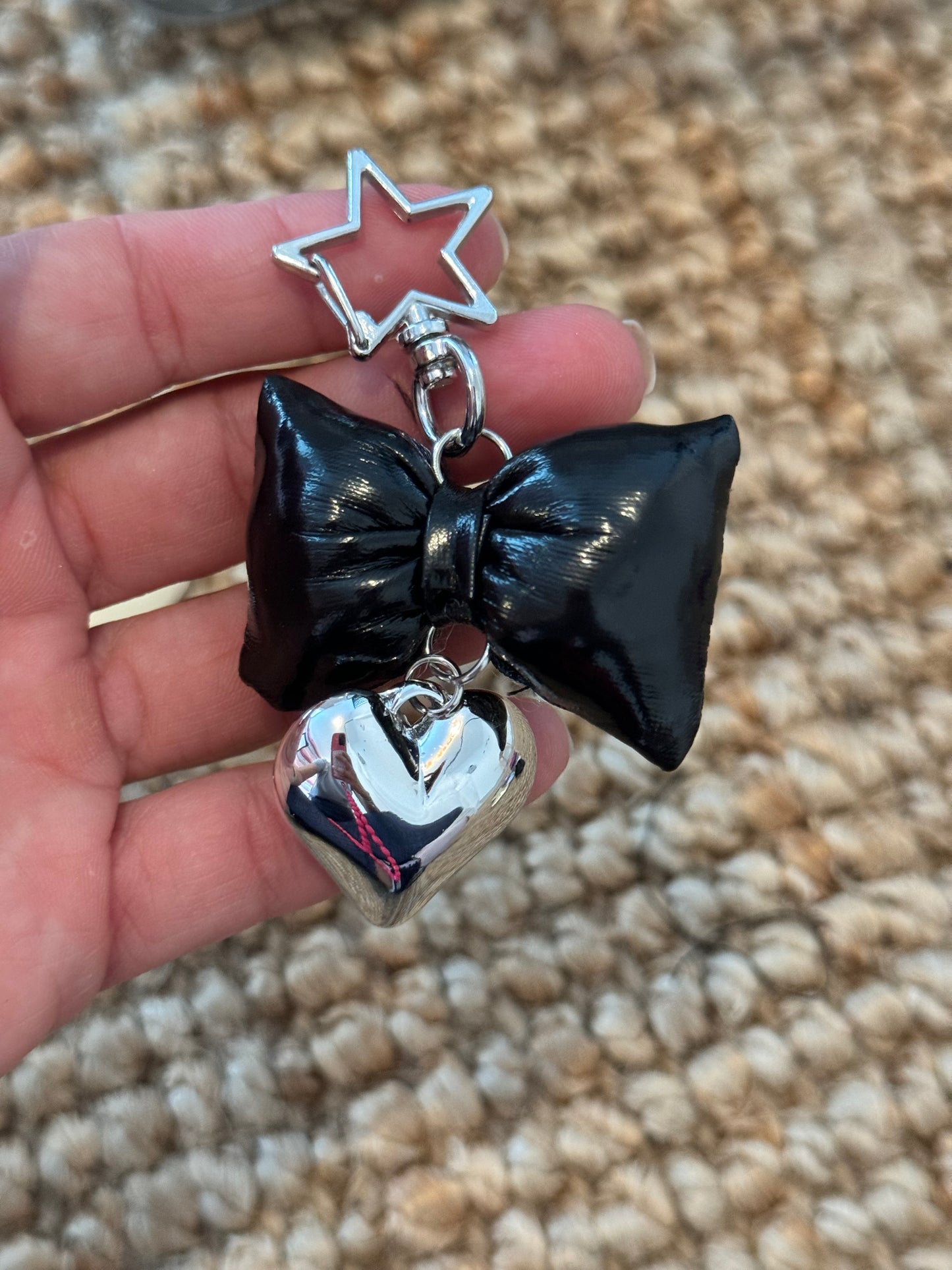 Handbag Key Holder / Ribbon & Heart