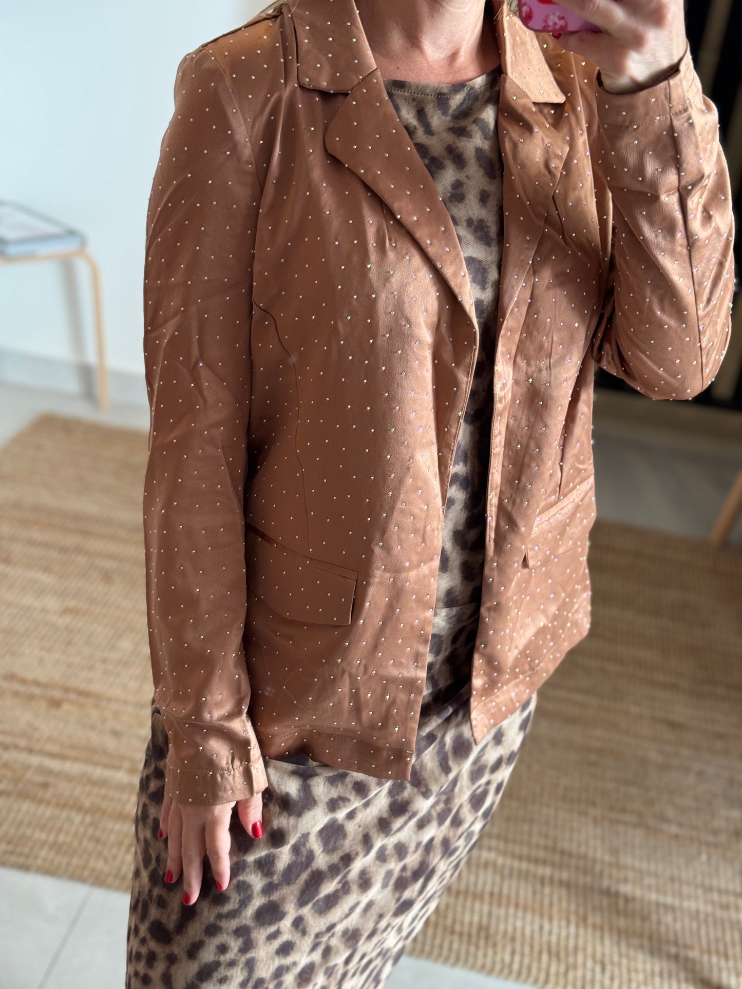 Rhinestones Satin Blazer