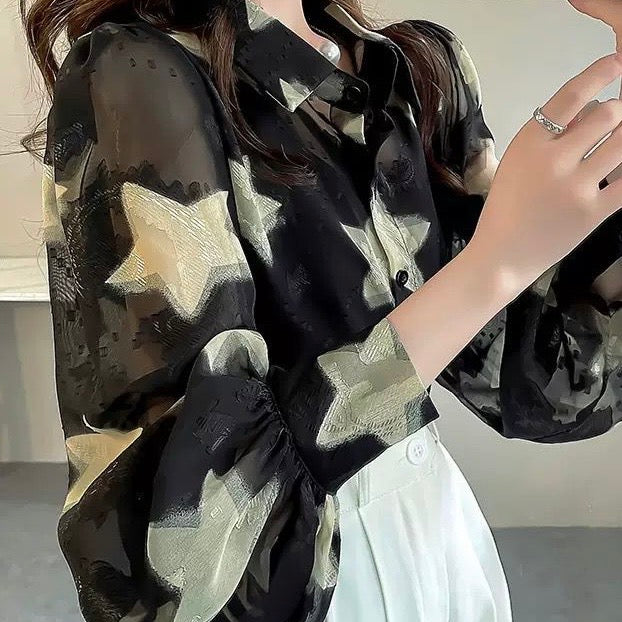 Star Button Down Blouse