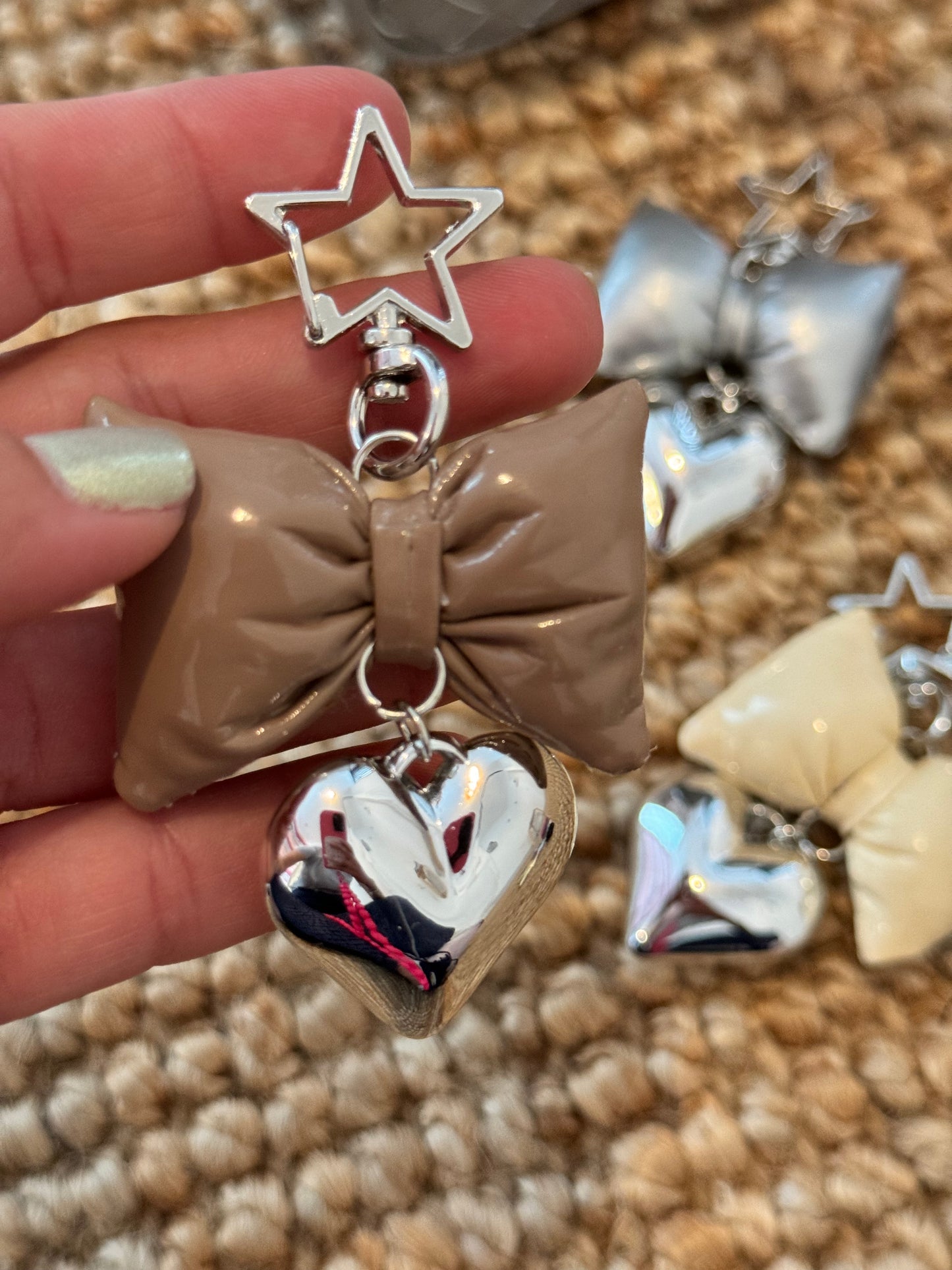 Handbag Key Holder / Ribbon & Heart