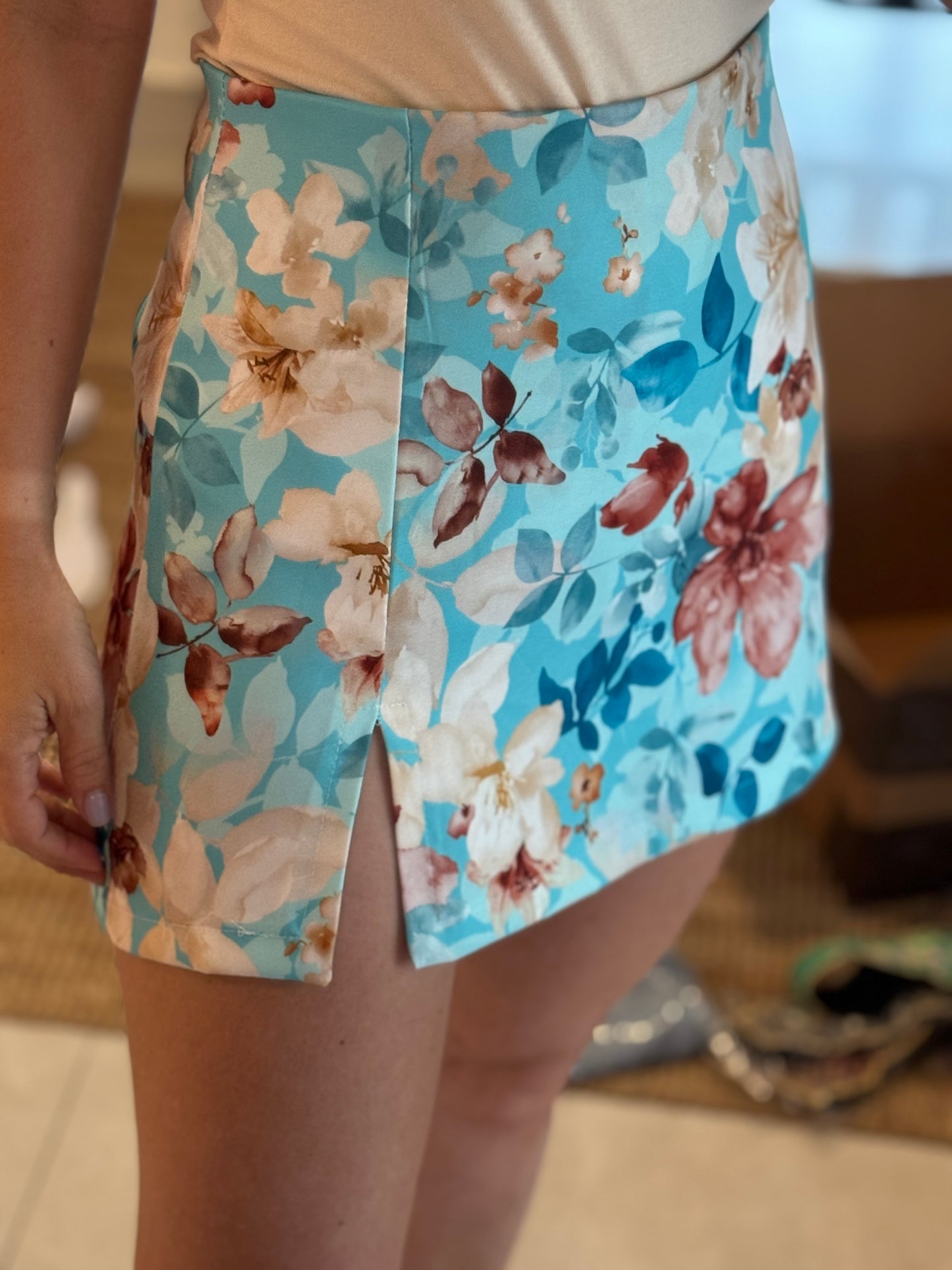 Flower Print Skort