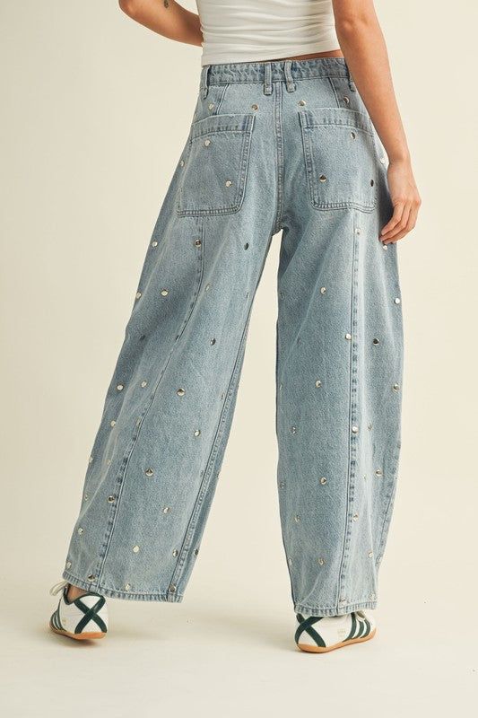 Studded Barrel Jean