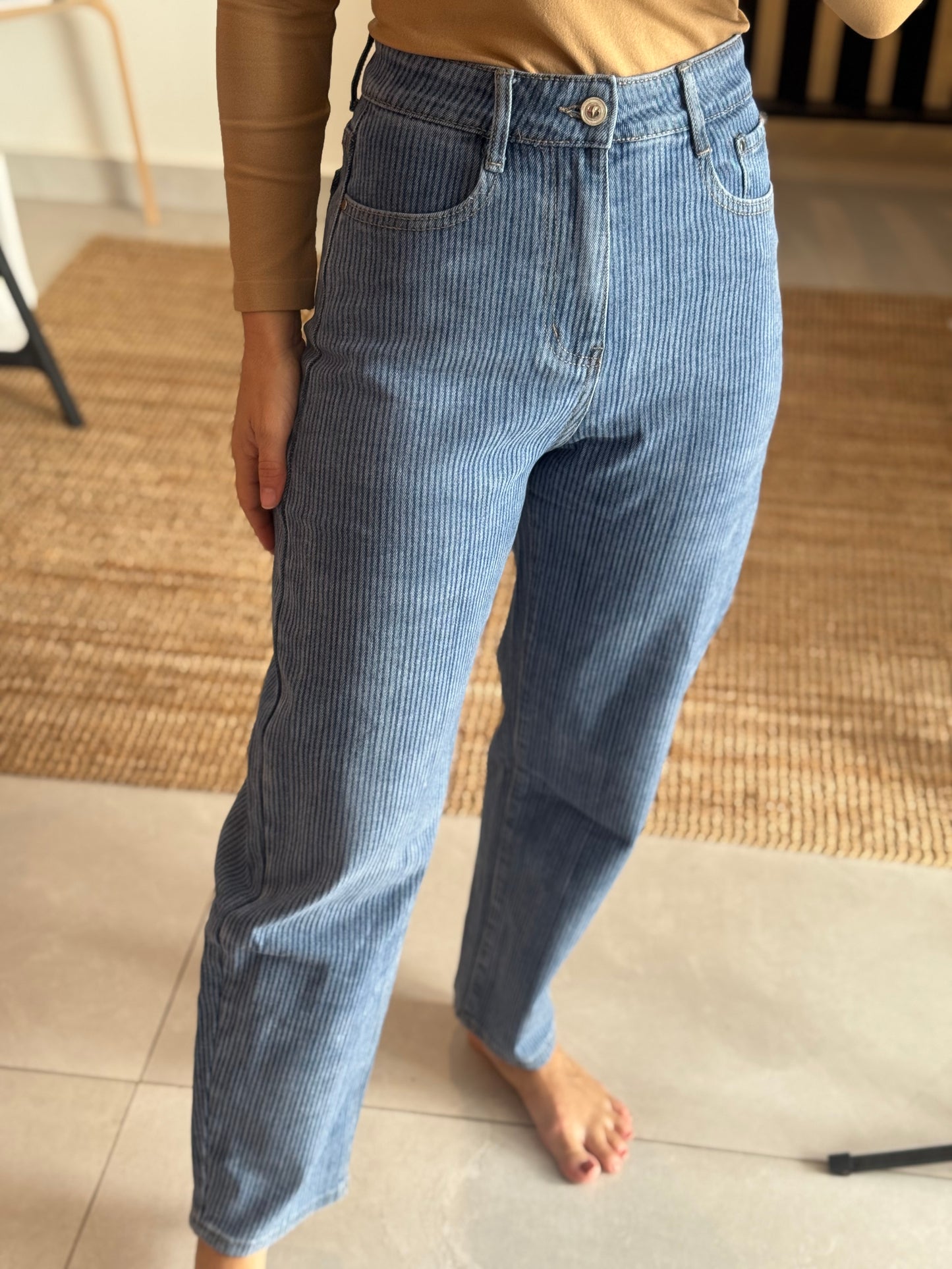 Mini Stripes Barrel Jean