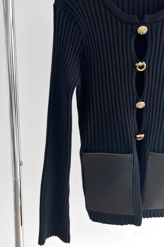 Ribbed Knit Cardigan Top