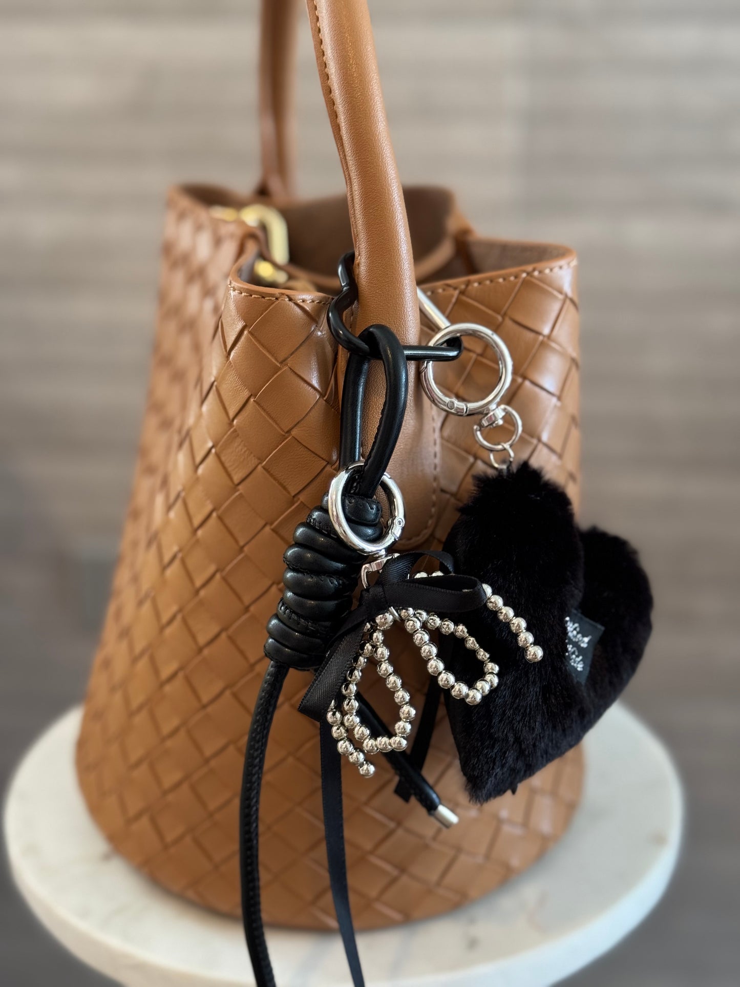 Handbag Key Holder / Puffy Heart