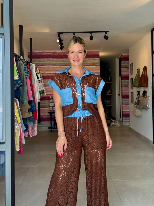 Italian Lace & Denim Set