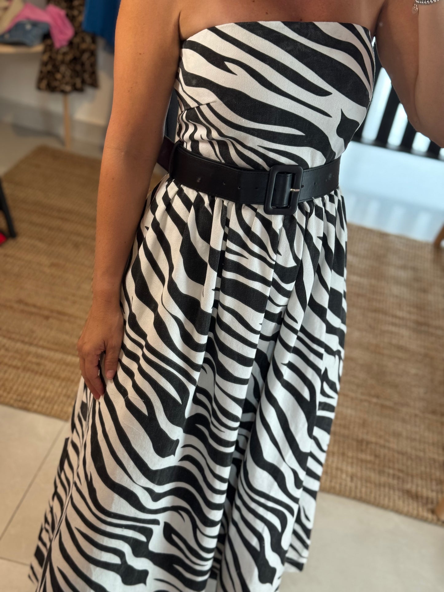 Strapless Black & White Dress