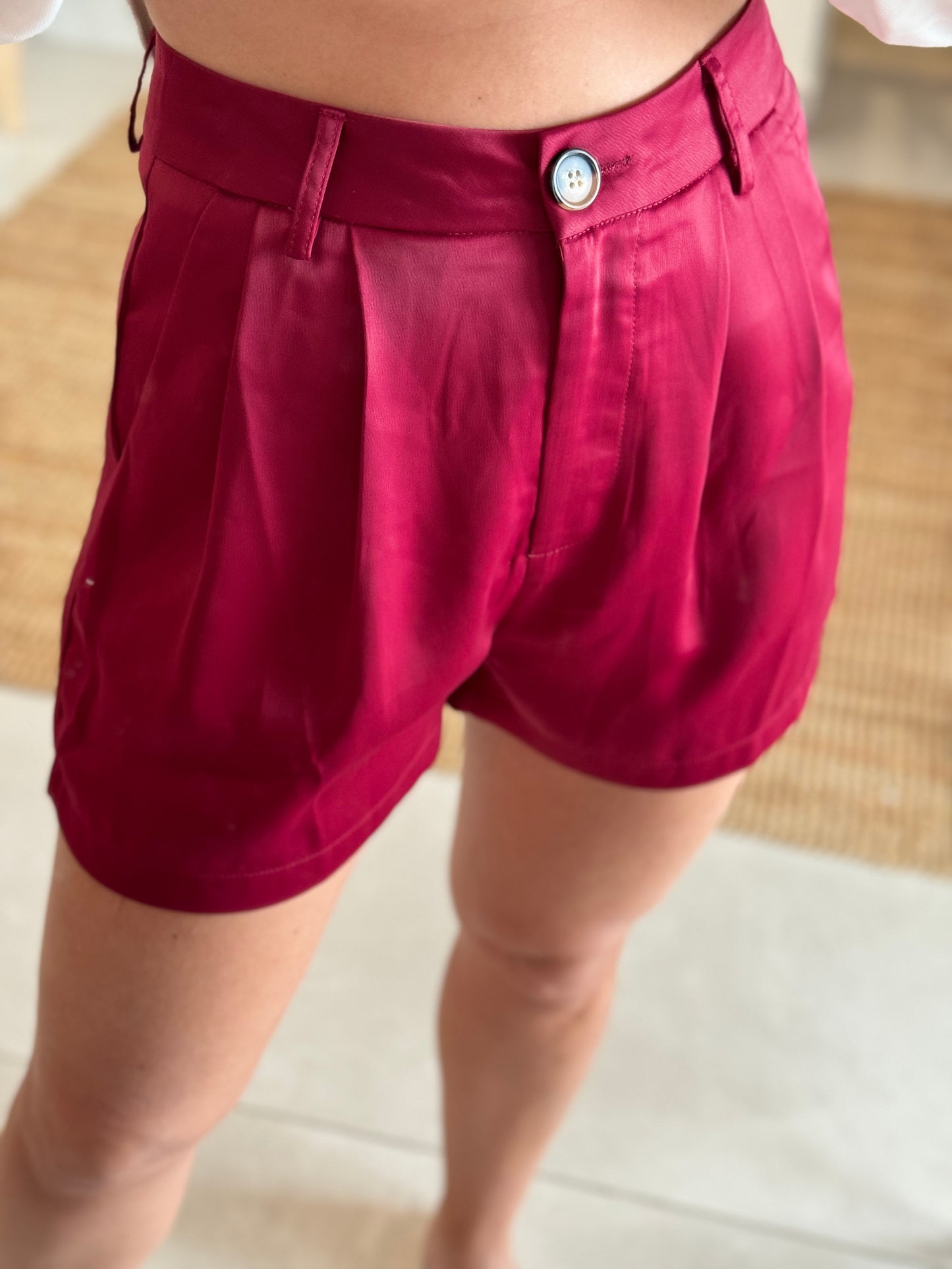 Burgundy Satin Short