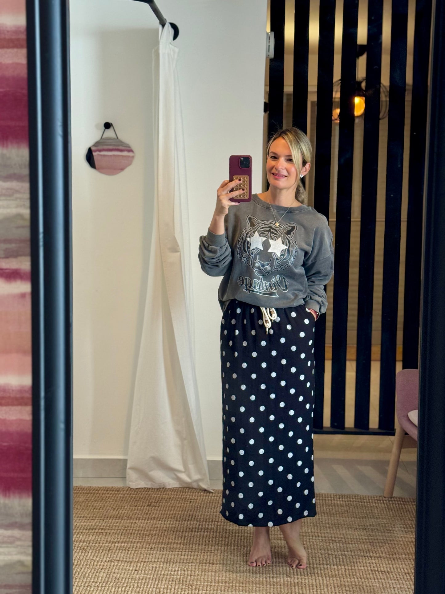 Polka Dot Drawstring Skirt