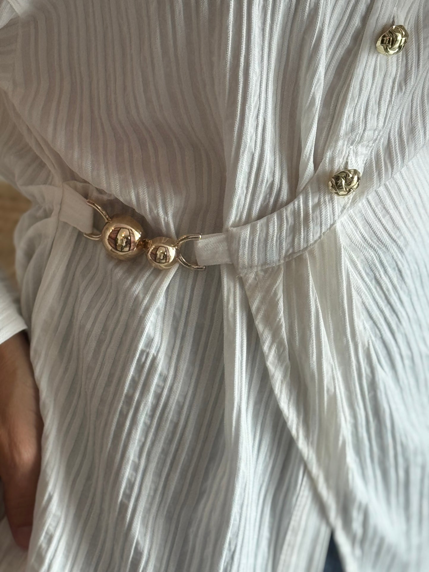 Textured Wrap Button Top