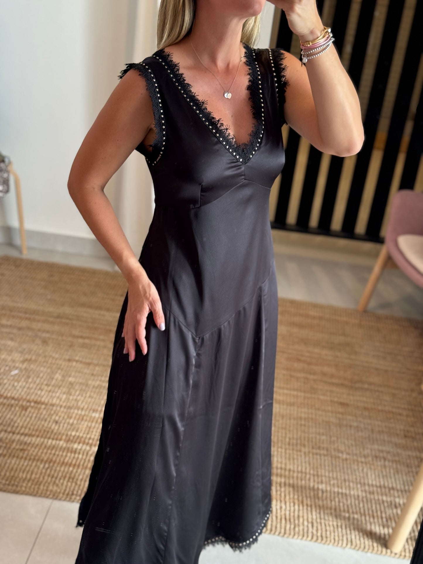 Asymmetrical Satin Midi Dress