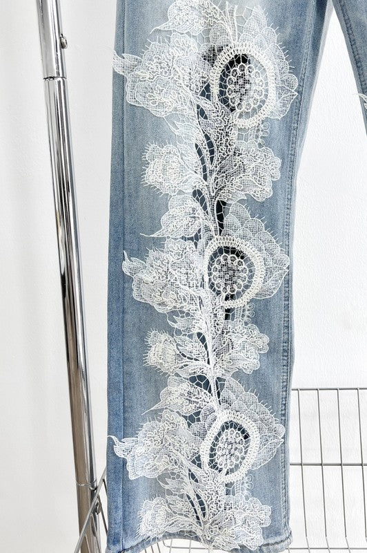 Lace Patchwork Denim