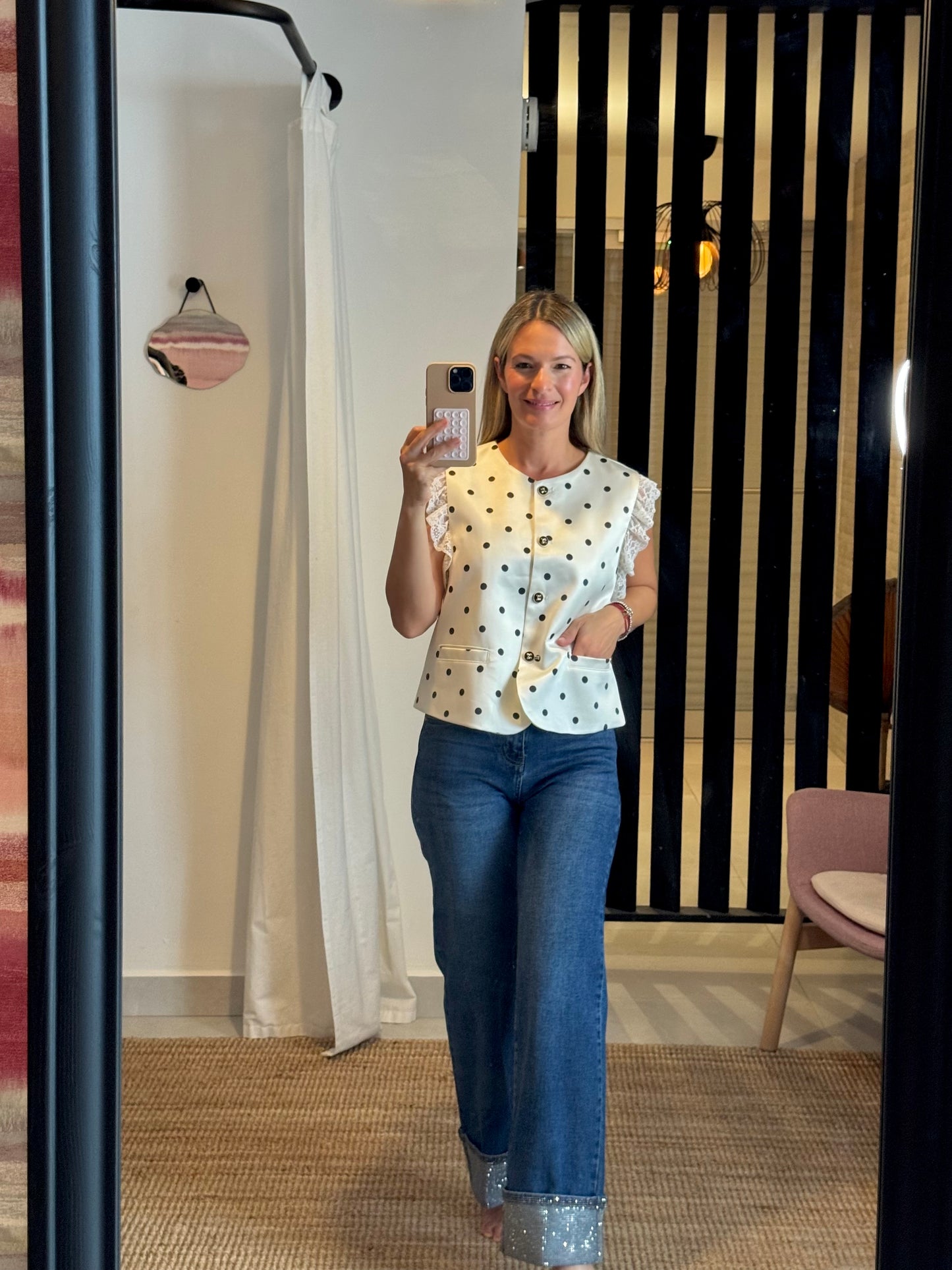 Polka Dot & Lace Vest