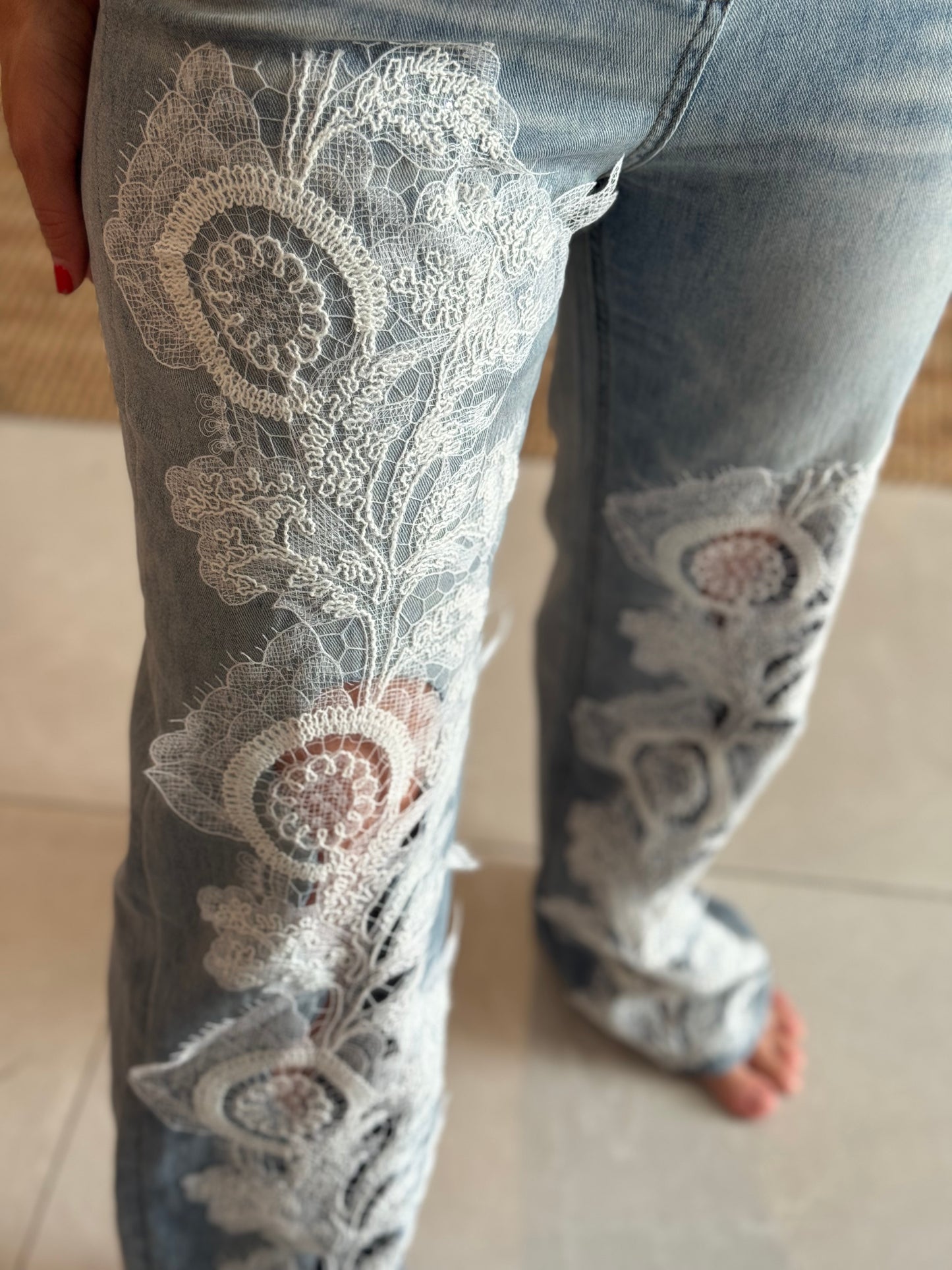 Lace Patchwork Denim