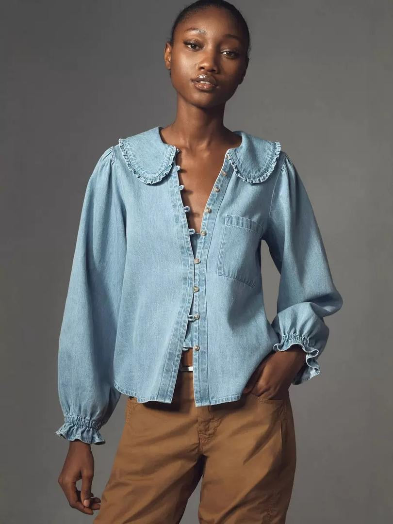 Denim Collar Top
