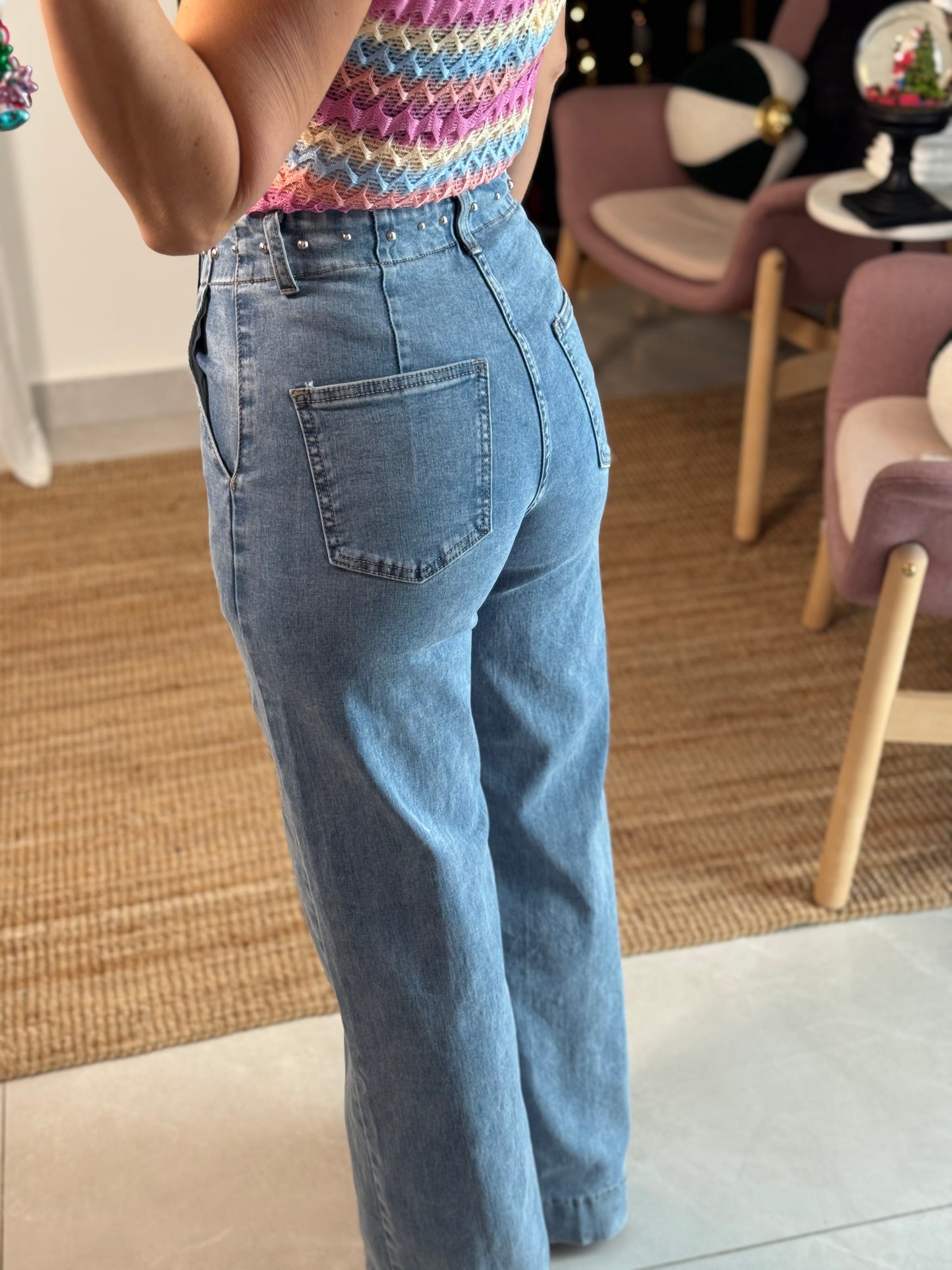 Studded Wide Leg Jean