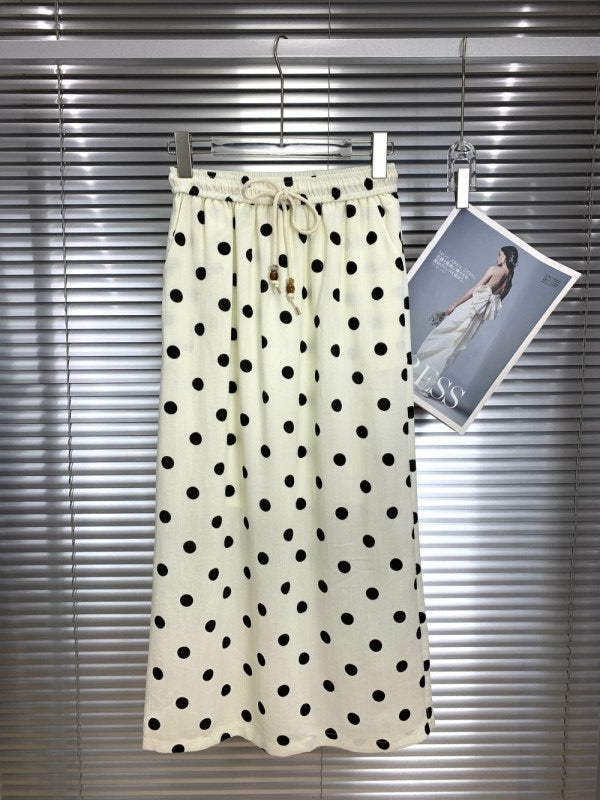 Polka Dot Drawstring Skirt