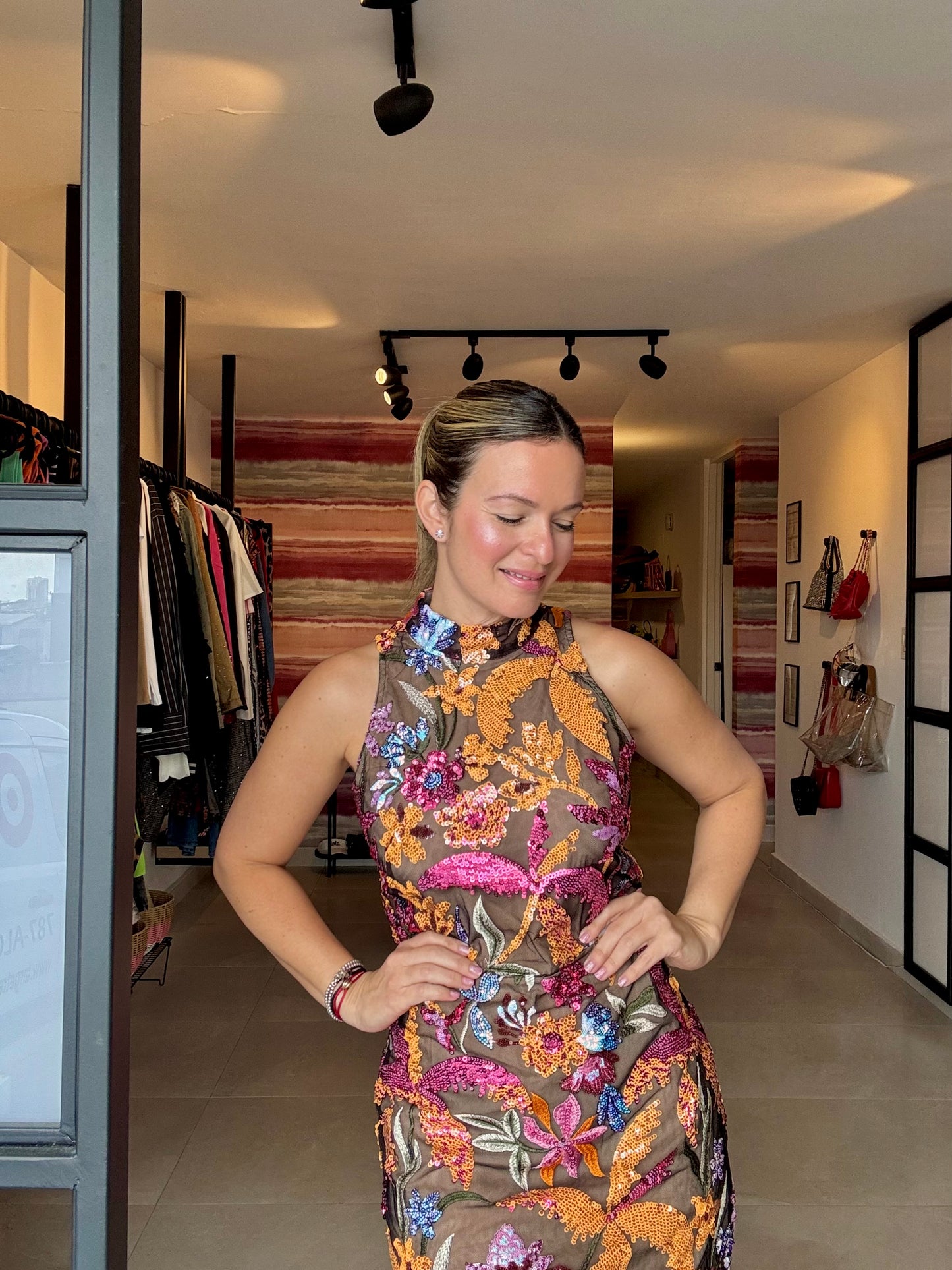 Sequins Floral Mock Dress