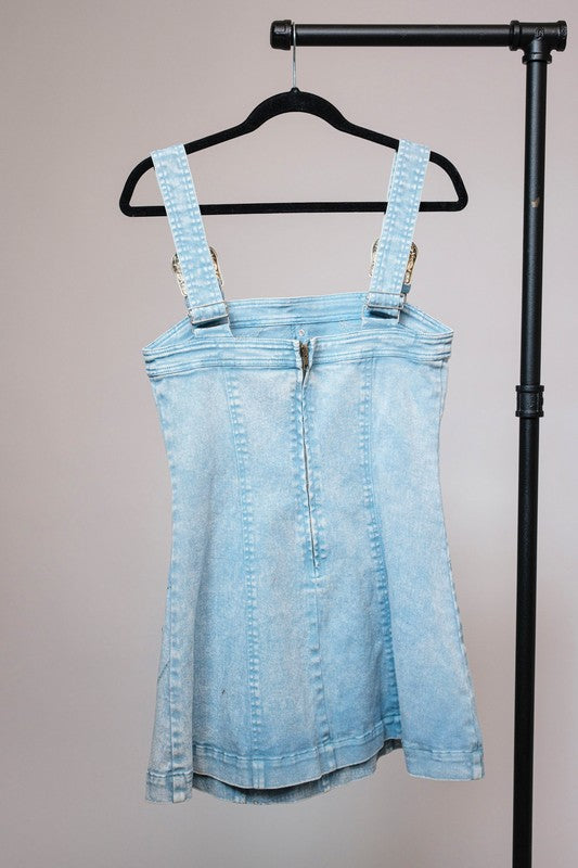 Studded Denim Short Dress