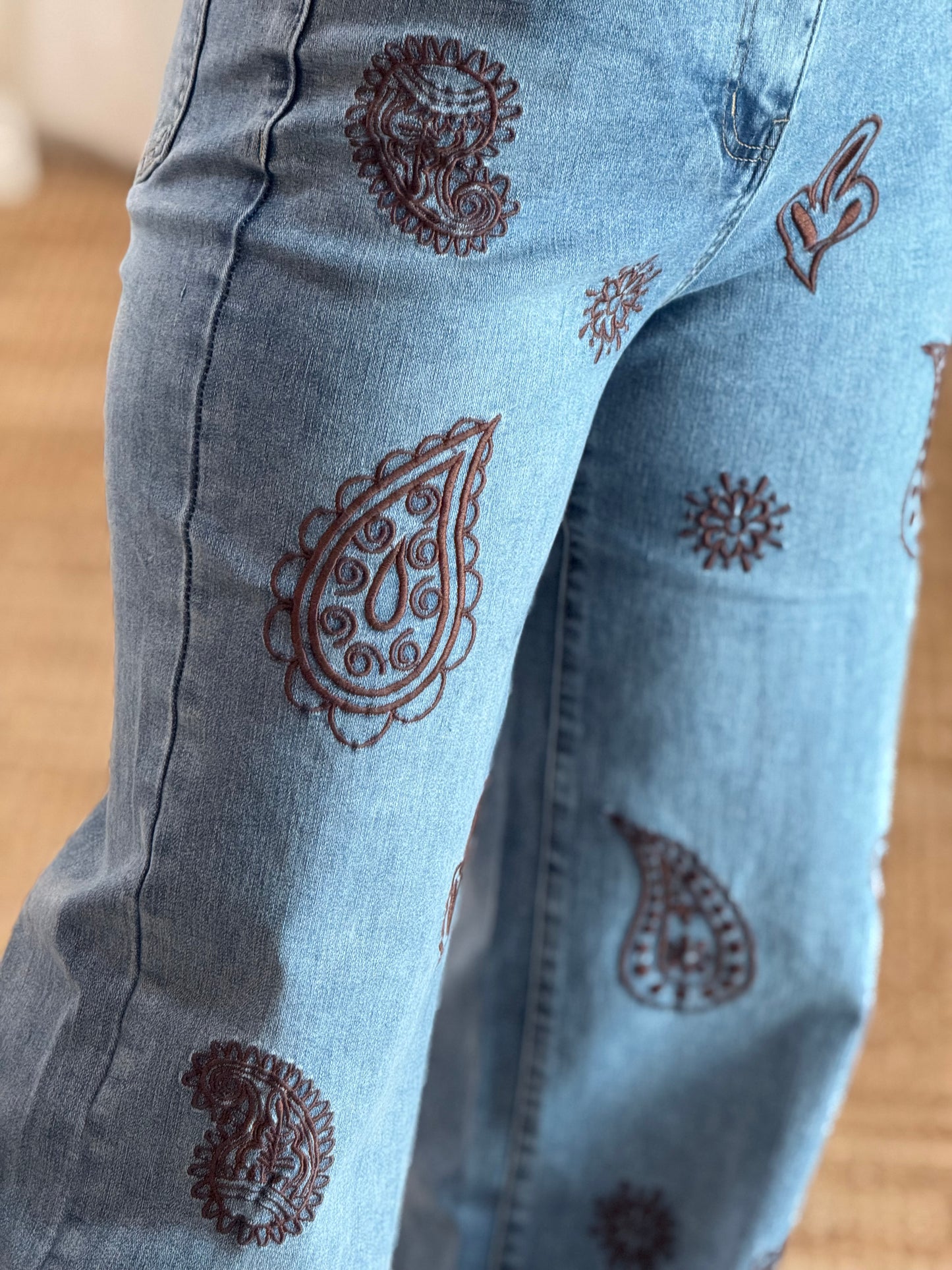 Embroidered Paisley Jean