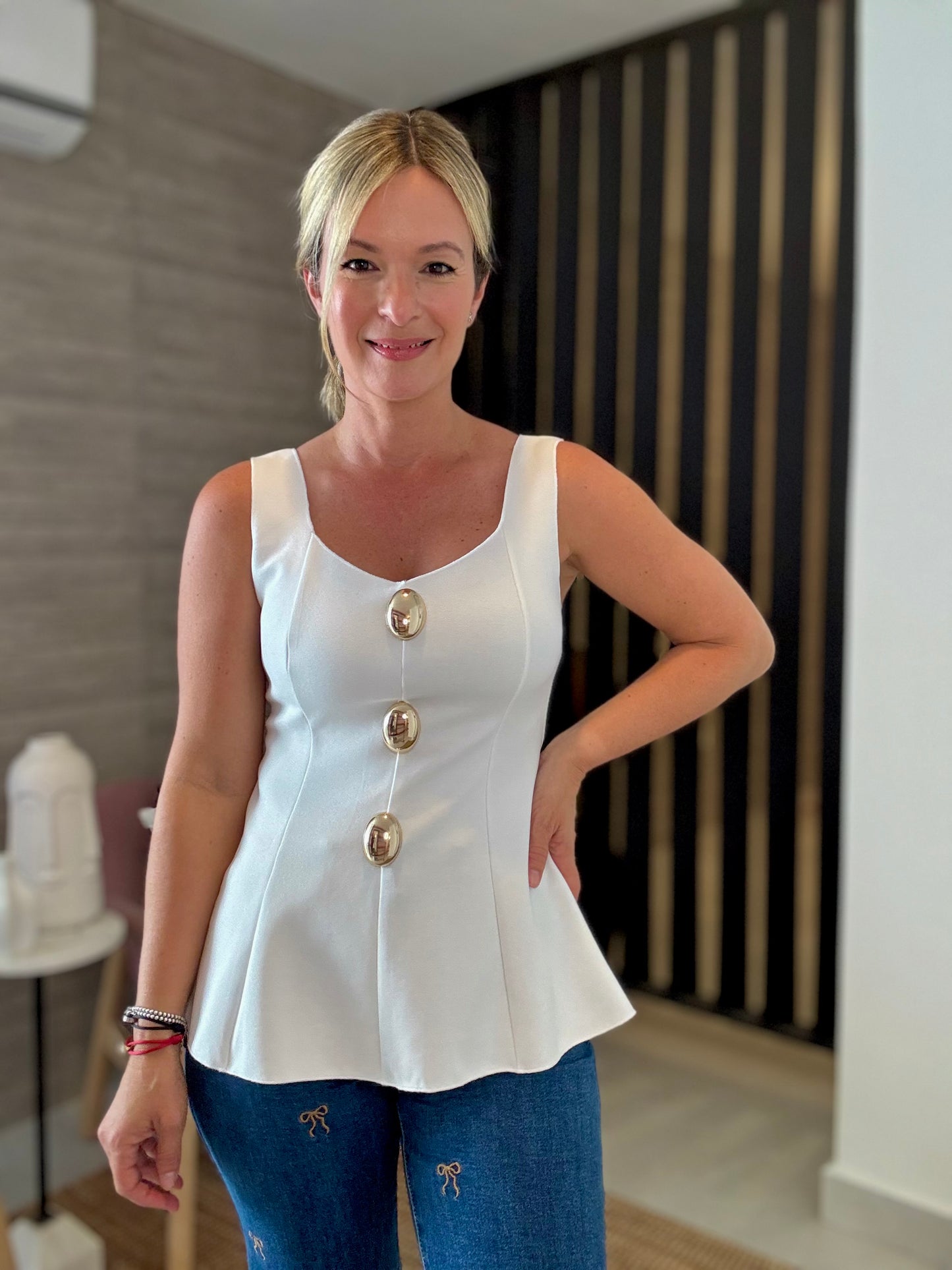 Big Button Girly Top