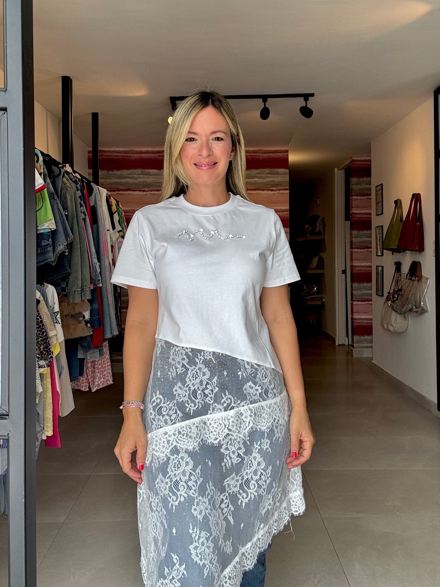 Asymmetric Lace T Shirt