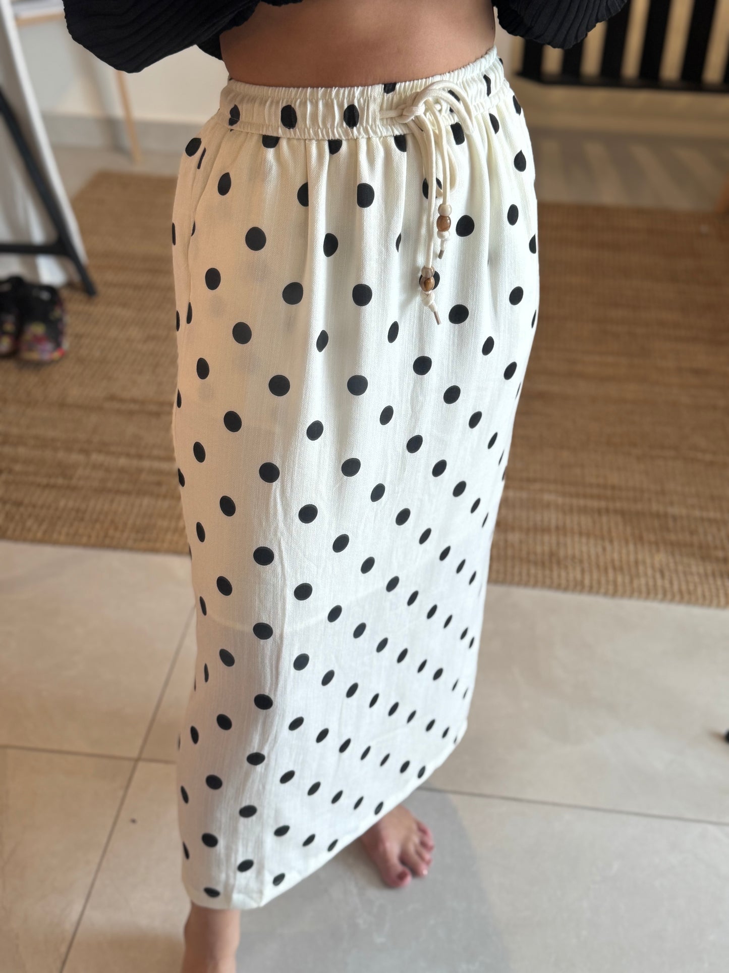 Polka Dot Drawstring Skirt