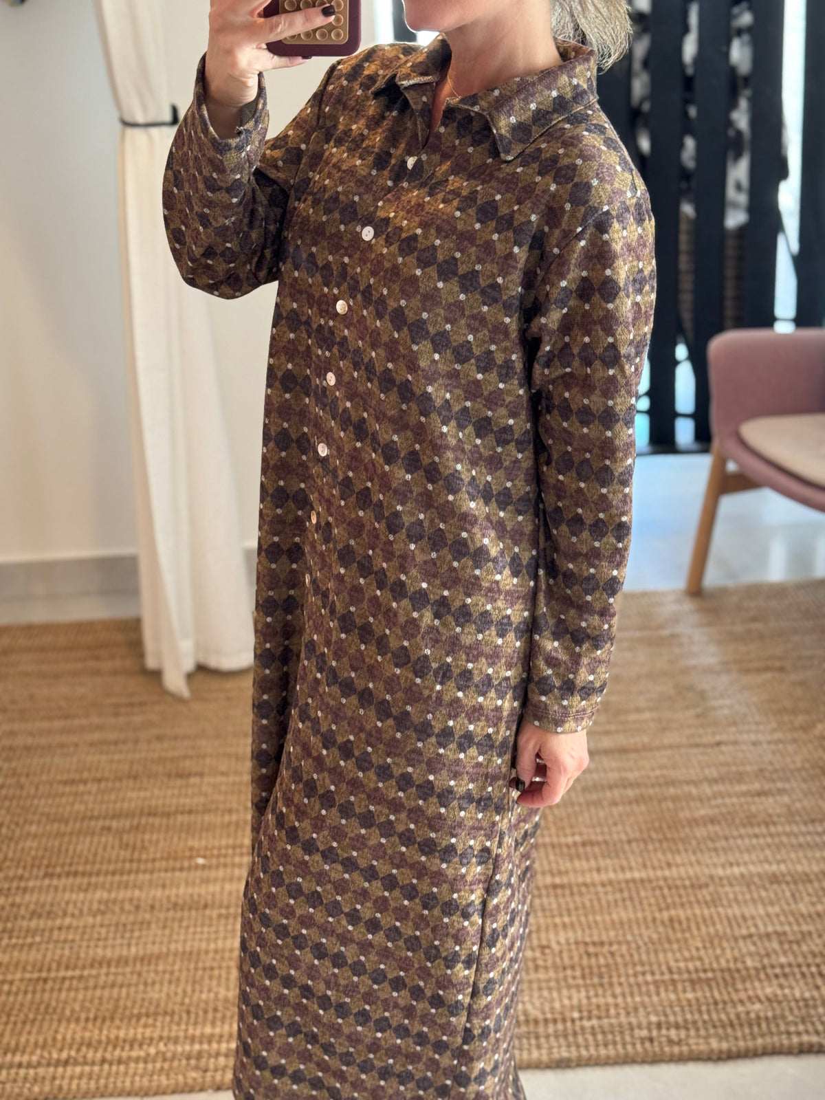 Geometric Print Shirt Dress