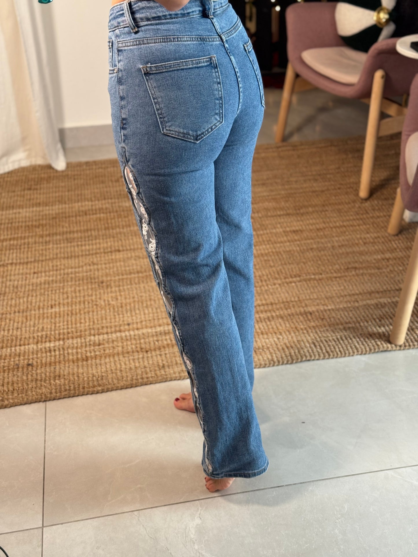 Side Laced Wide Leg Jean