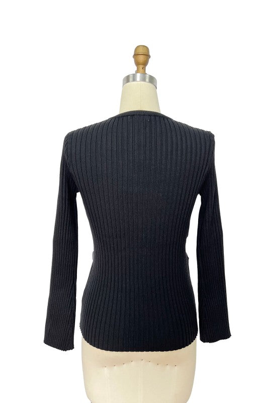 Ribbed Knit Cardigan Top